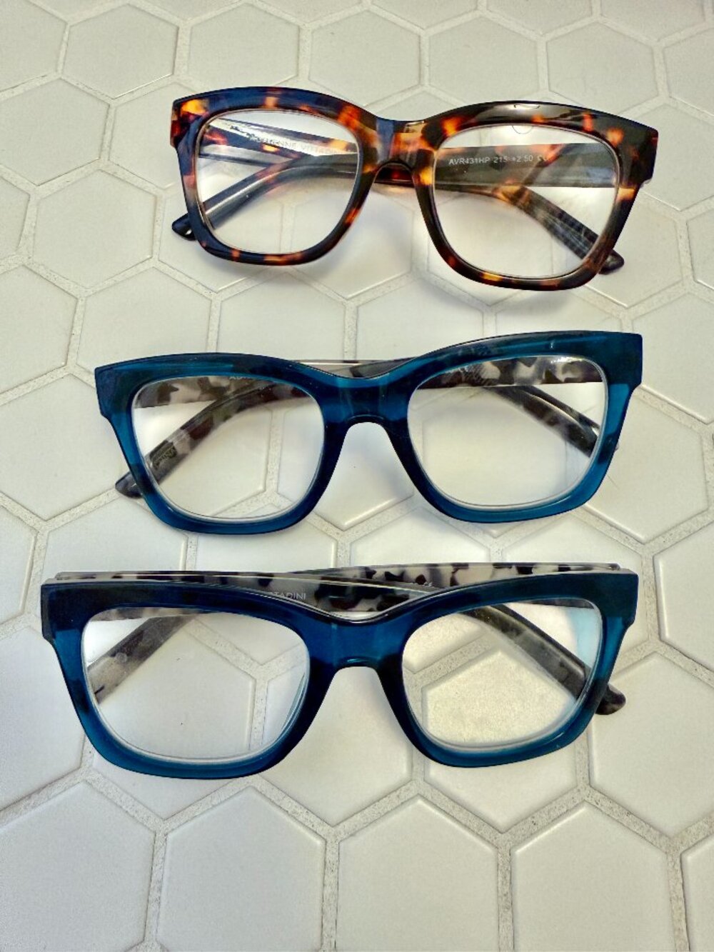 Adrienne Vittadini +2.50 Reading Glasses Readers Set of 3 Tortoise & Blue